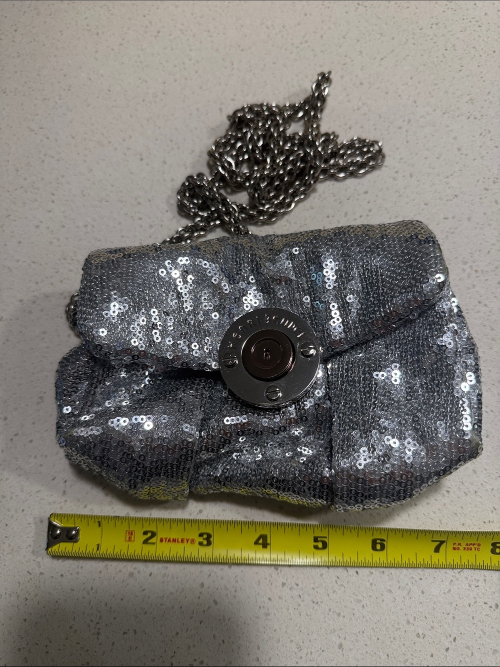 Sequin Chain Crossbody Bag - Silver